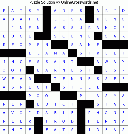Solution for Crossword Puzzle #61029