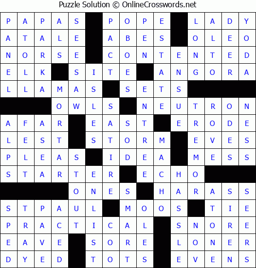Solution for Crossword Puzzle #61066