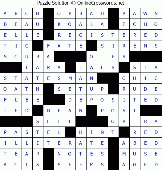 Solution for Crossword Puzzle #61207