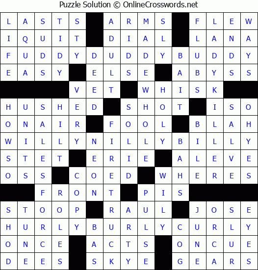 Solution for Crossword Puzzle #6135