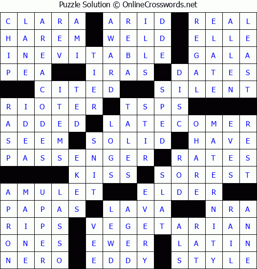 Solution for Crossword Puzzle #61411