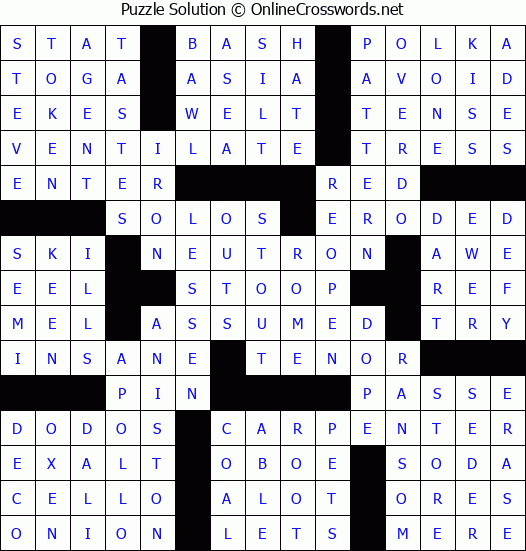 Solution for Crossword Puzzle #61427
