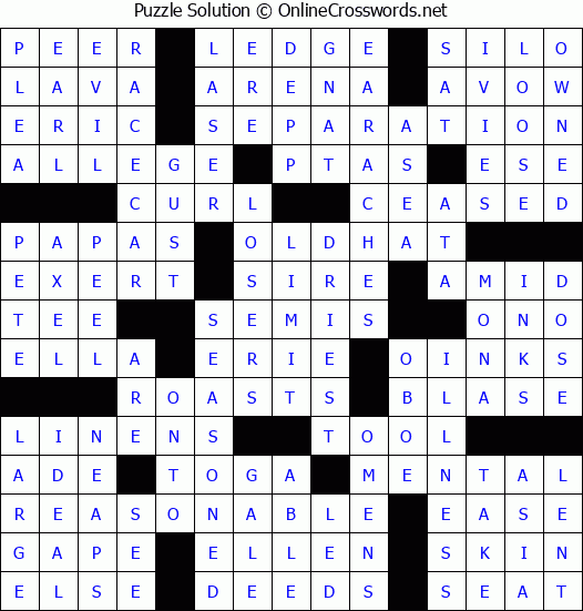 Solution for Crossword Puzzle #61487