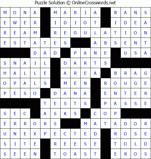 Solution for Crossword Puzzle #61627