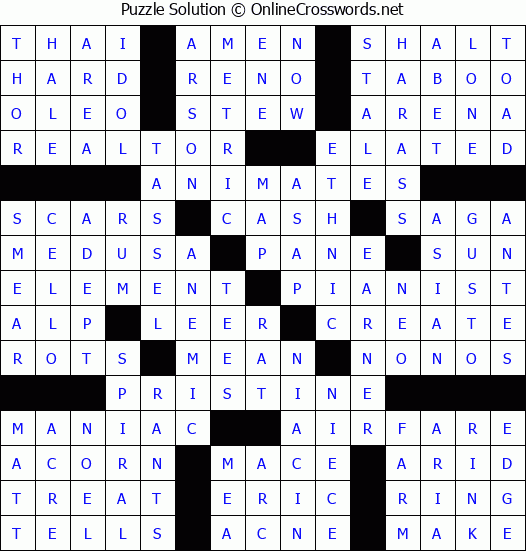 Solution for Crossword Puzzle #61717