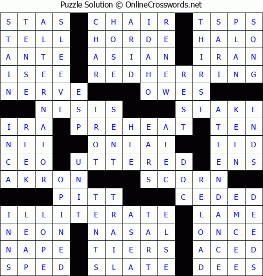 Solution for Crossword Puzzle #61899