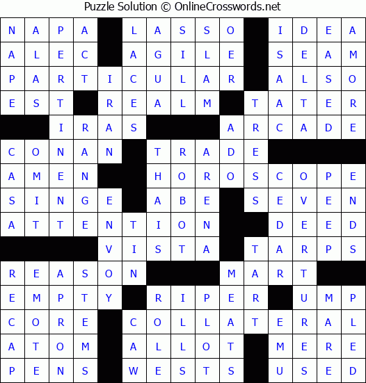 Solution for Crossword Puzzle #62006