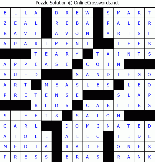 Solution for Crossword Puzzle #62028