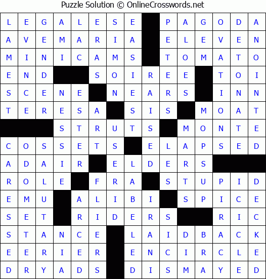 Solution for Crossword Puzzle #6218