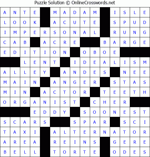 Solution for Crossword Puzzle #62194