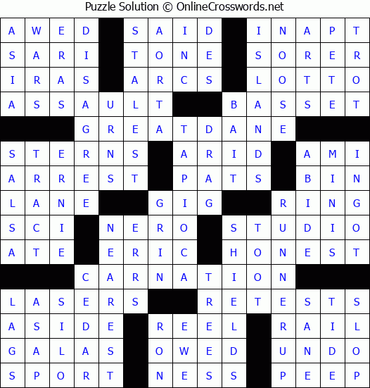 Solution for Crossword Puzzle #62311