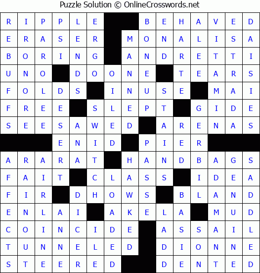 Solution for Crossword Puzzle #6232