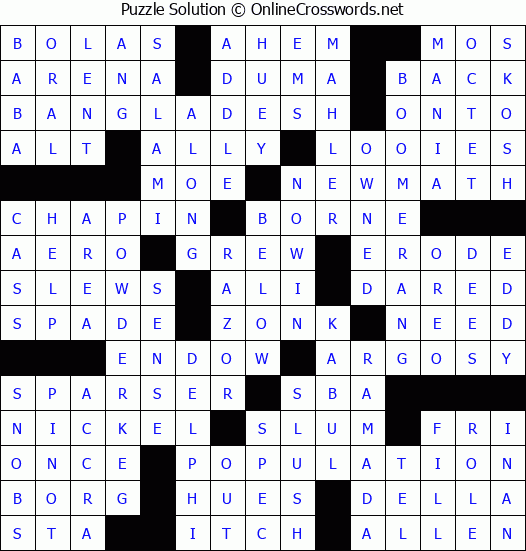 Solution for Crossword Puzzle #6237