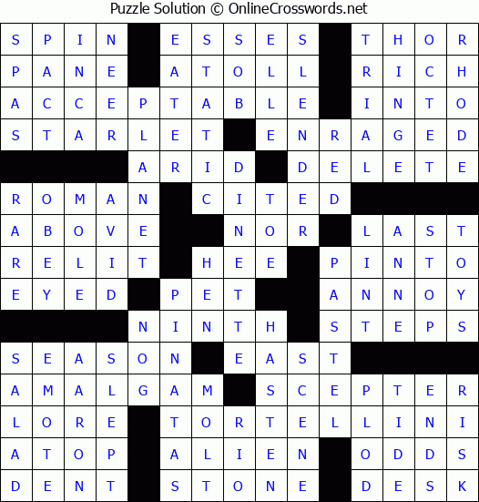 Solution for Crossword Puzzle #62479