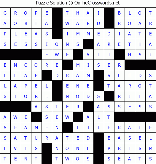 Solution for Crossword Puzzle #62509