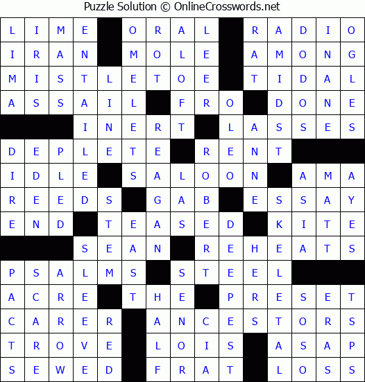 Solution for Crossword Puzzle #62630