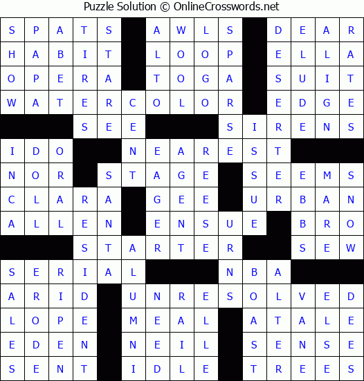 Solution for Crossword Puzzle #62663