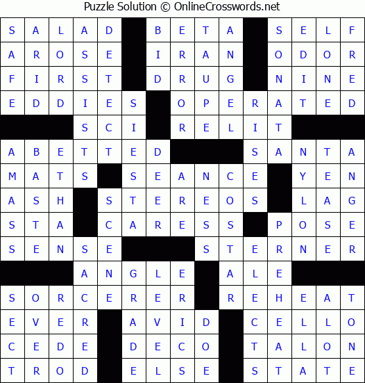 Solution for Crossword Puzzle #62789