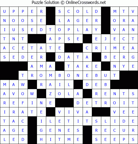 Solution for Crossword Puzzle #6280