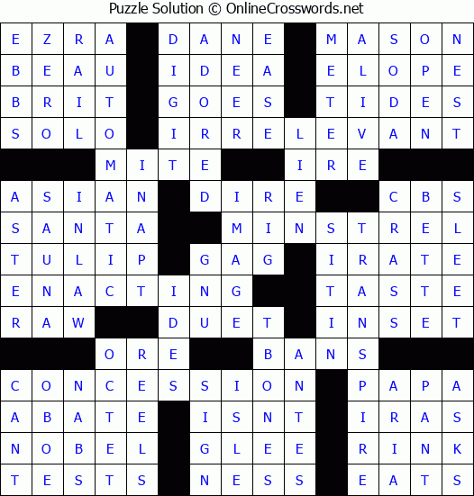 Solution for Crossword Puzzle #62858