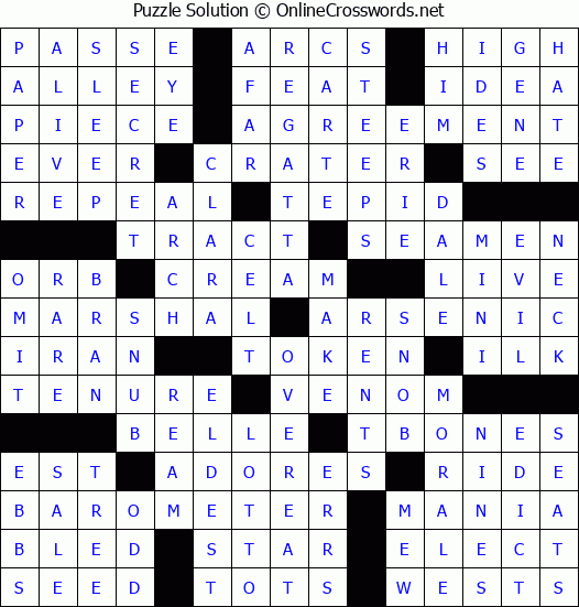 Solution for Crossword Puzzle #62865