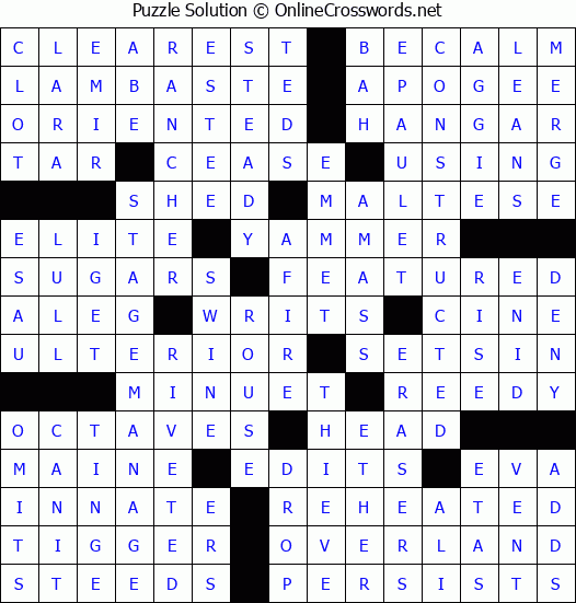 Solution for Crossword Puzzle #6295