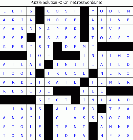 Solution for Crossword Puzzle #62970