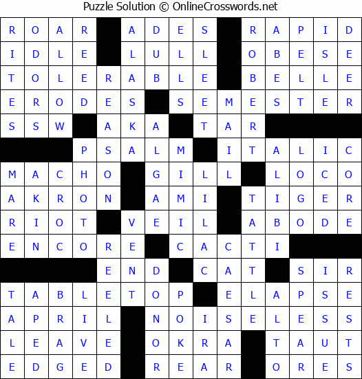 Solution for Crossword Puzzle #62988