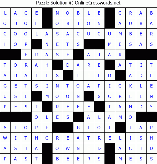 Solution for Crossword Puzzle #6304