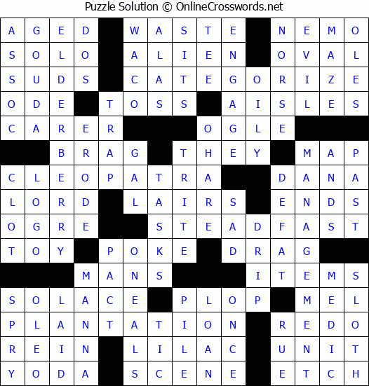 Solution for Crossword Puzzle #63132