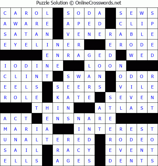 Solution for Crossword Puzzle #63290
