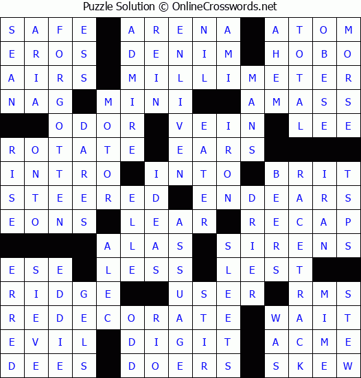 Solution for Crossword Puzzle #63435