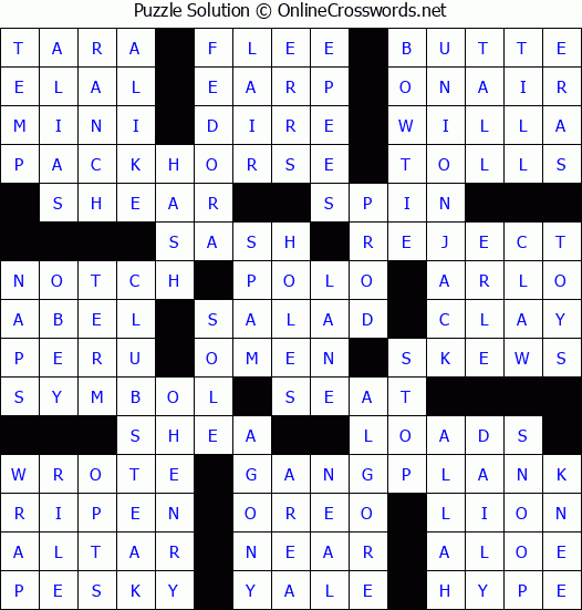 Solution for Crossword Puzzle #6346