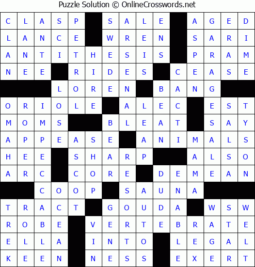 Solution for Crossword Puzzle #63647