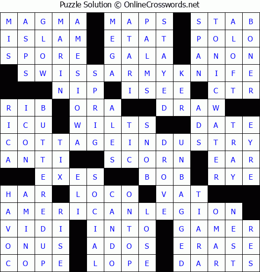 Solution for Crossword Puzzle 6376