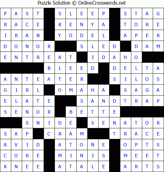 Solution for Crossword Puzzle #63994