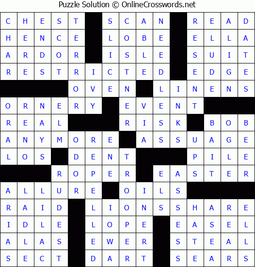 Solution for Crossword Puzzle #64034