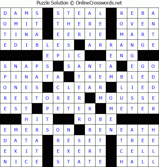 Solution for Crossword Puzzle #64042