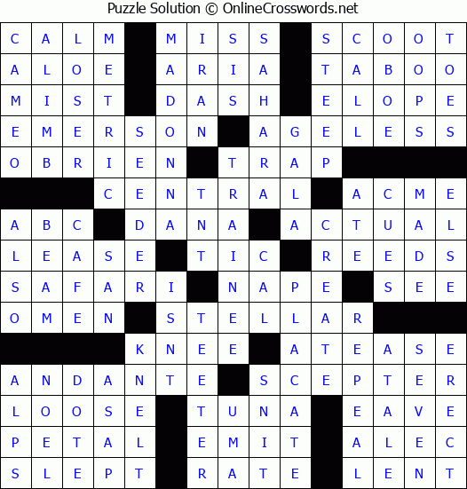 Solution for Crossword Puzzle #64054
