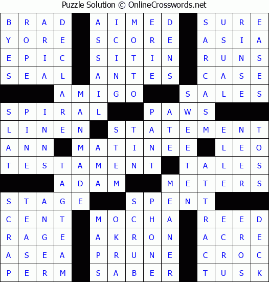 Solution for Crossword Puzzle #64075