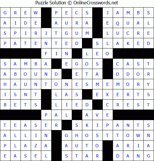 Solution for Crossword Puzzle #6412
