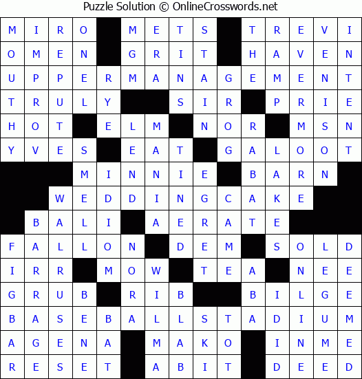 Solution for Crossword Puzzle #6418