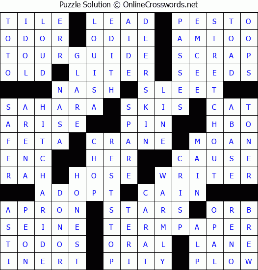 Solution for Crossword Puzzle #6423