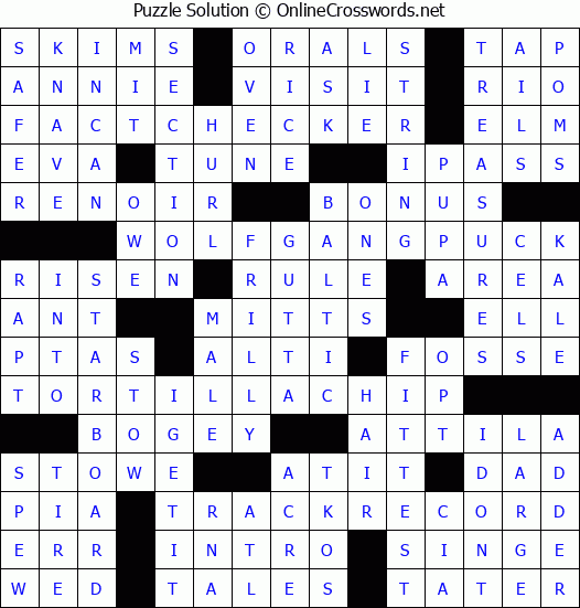 Solution for Crossword Puzzle #6439