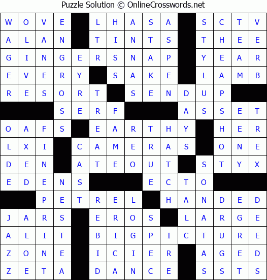 Solution for Crossword Puzzle #6440