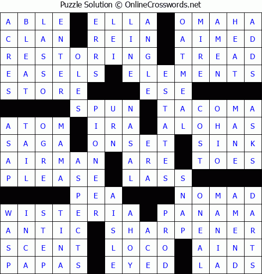 Solution for Crossword Puzzle #64408