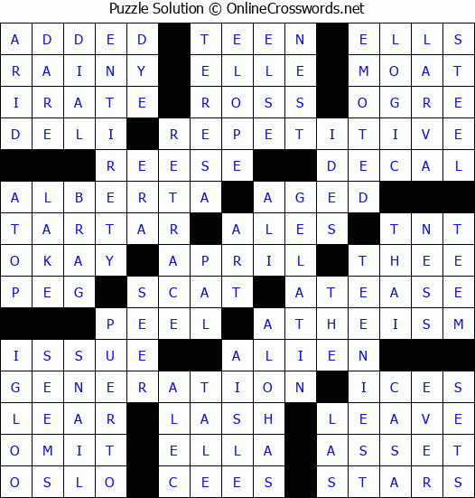 Solution for Crossword Puzzle #64457