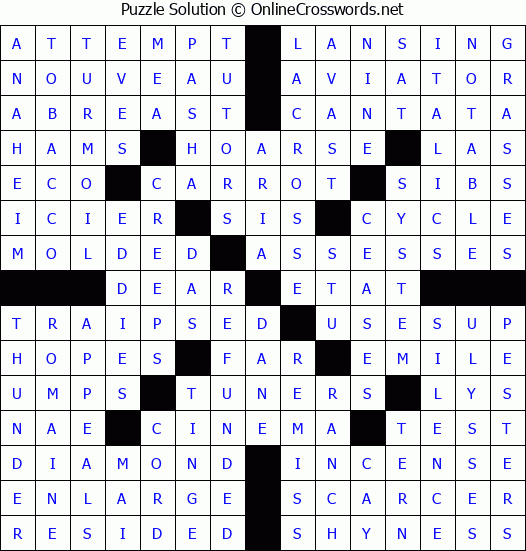 Solution for Crossword Puzzle #6456