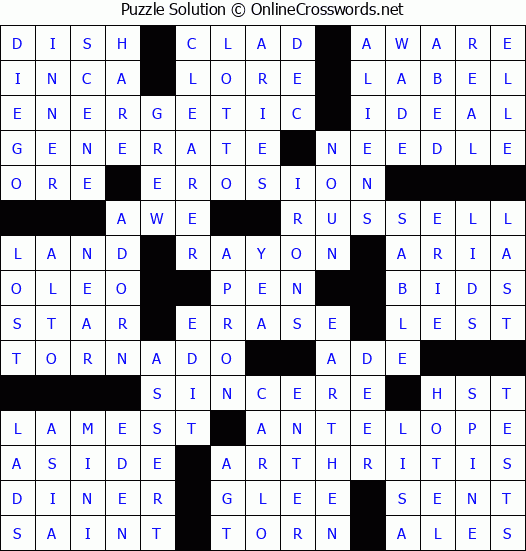 Solution for Crossword Puzzle #64589