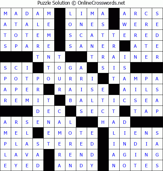 Solution for Crossword Puzzle #64617